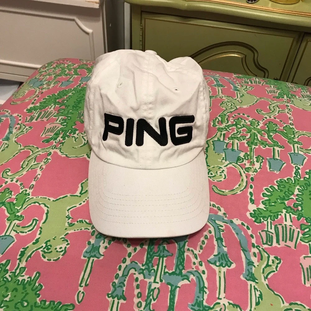 PING Classic White Cap with Black Logo hat